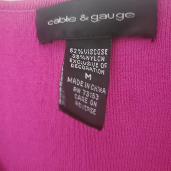 PRETTY IN HOT PINK Women's V Neck Bejewelled Top 3/4 Sleeve Clear Faux Jewels M - Picture 3 of 5